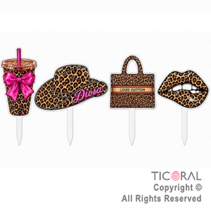 KIT DECO TORTA ANIMAL PRINT (12 UNIDADES)
